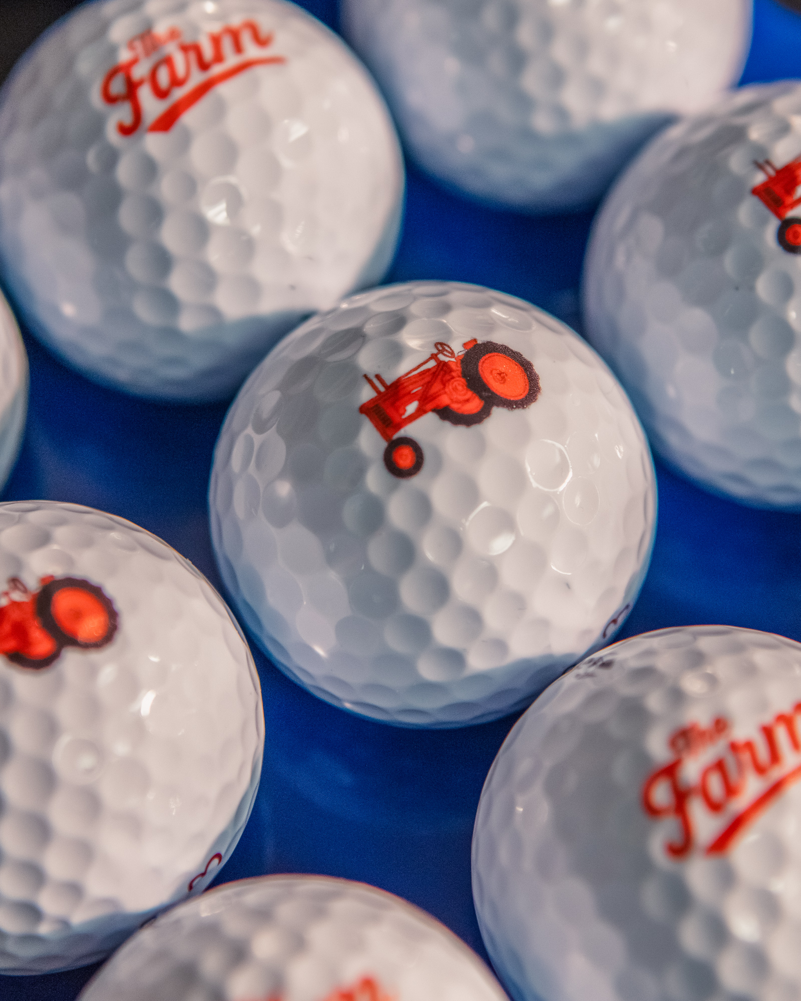Close up of digitally printed golf balls.