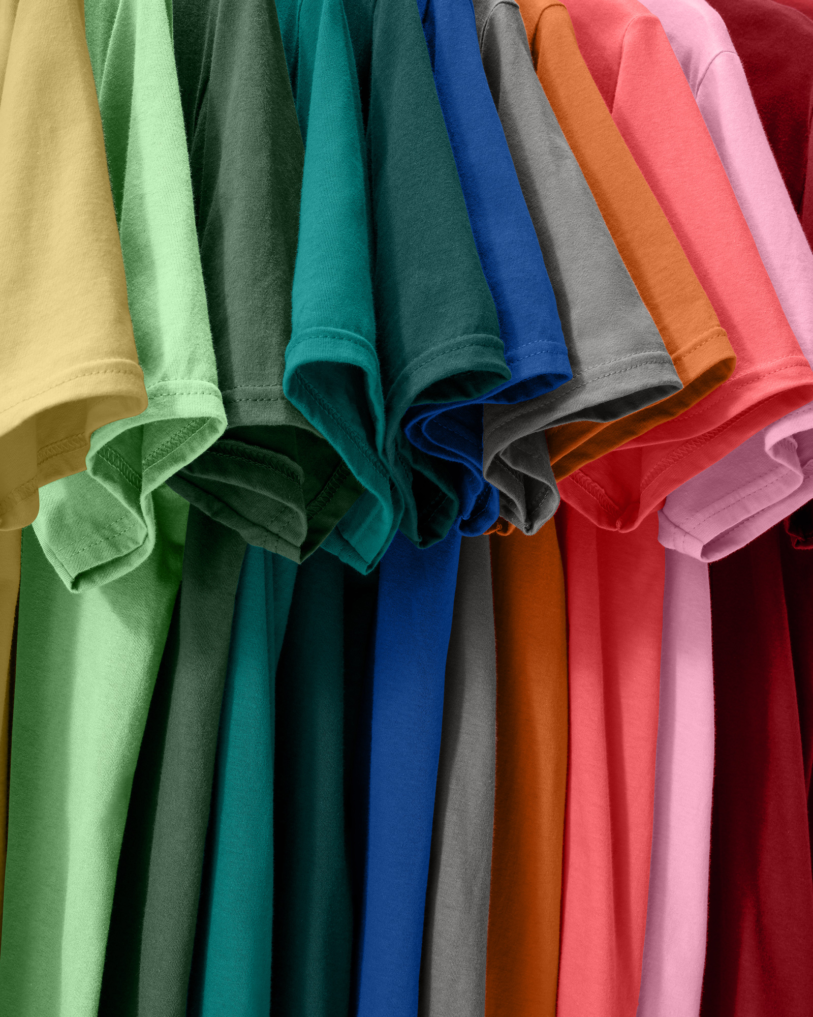 Row of T-shirt color options.