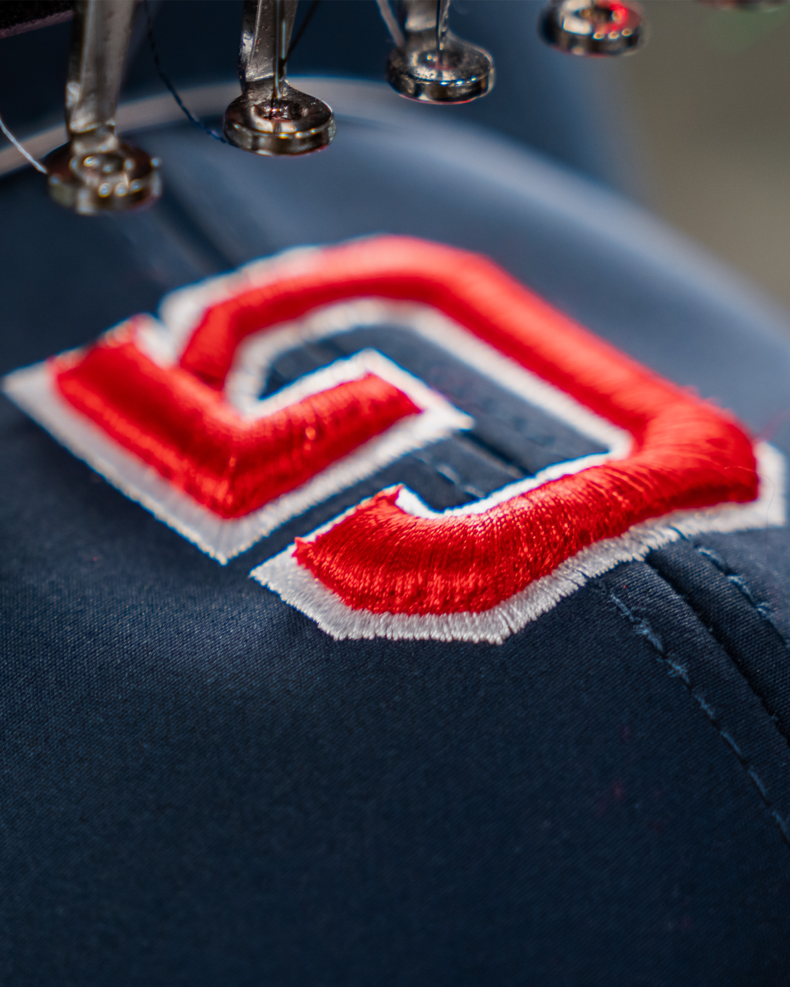 Close up puff embroidery sports hat.