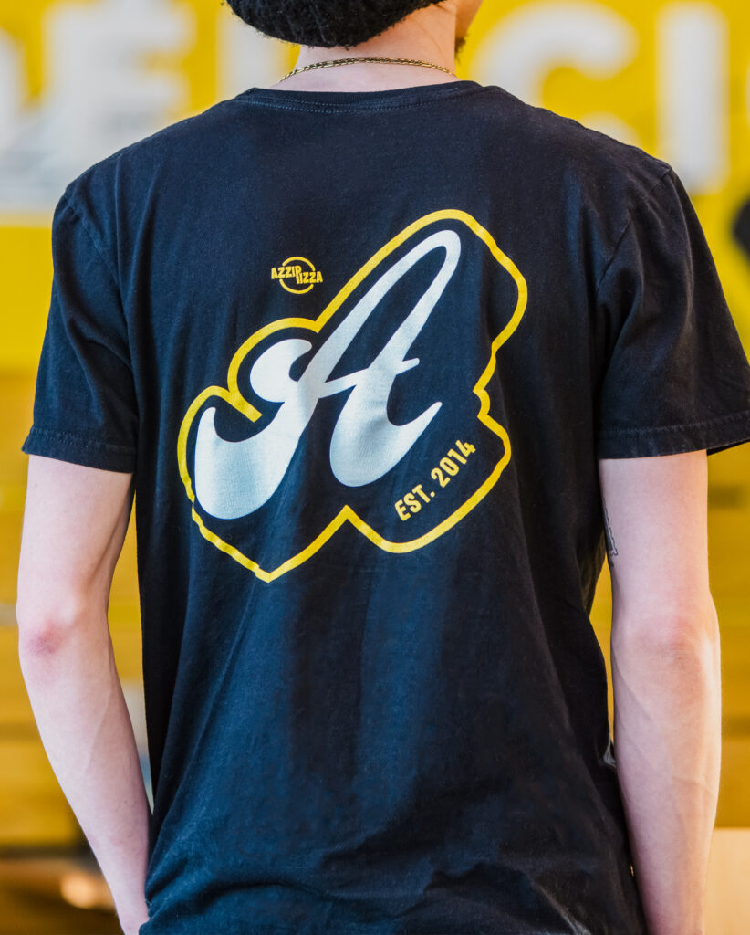 Black t-shirt with stylized Azzip logo.