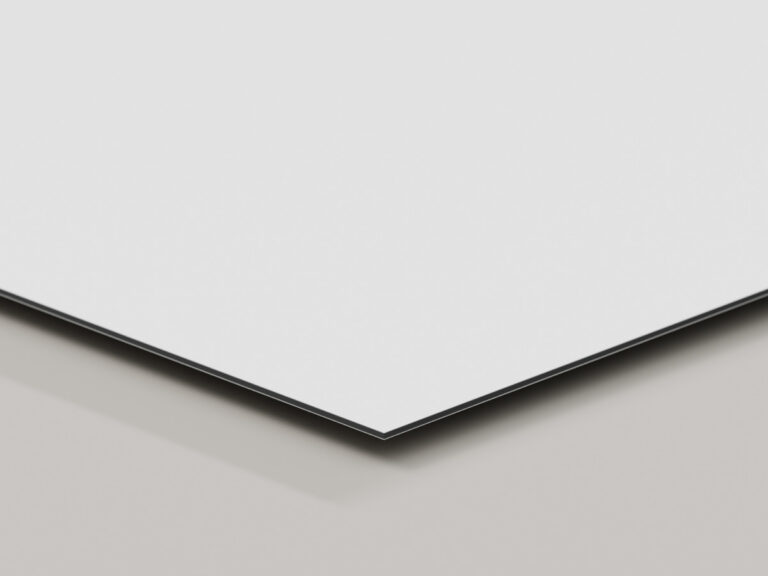 White sign panel with a dark core visible between thin outer layers.